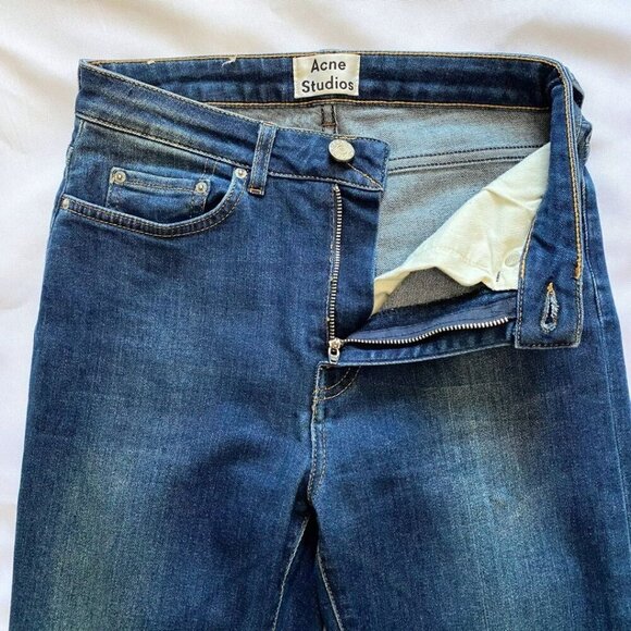 ACNE STUDIO PIN STORM MEDIUM WASH HIGH RISE SKINNY STRETCH JEANS - 27 - Picture 6 of 9